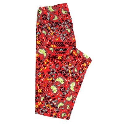 LuLaRoe One Size OS Paisley Geometric Red Yellow Black Polka Dot Buttery Soft Womens Leggings fit Adult sizes 2-10  OS-4370-AO