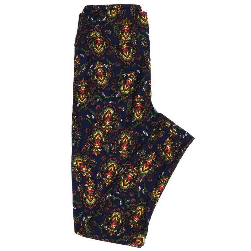 LuLaRoe One Size OS Paisley Fleur de Lis Buttery Soft Womens Leggings fit Adult sizes 2-10  OS-4370-AV