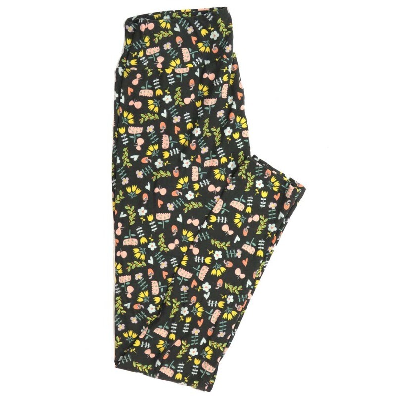 LuLaRoe One Size OS Floral Buttery Soft Womens Leggings fit Adult sizes 2-10  OS-4366-BH