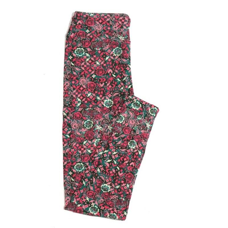 LuLaRoe One Size OS Floral Buttery Soft Womens Leggings fit Adult sizes 2-10  OS-4364-AH-2