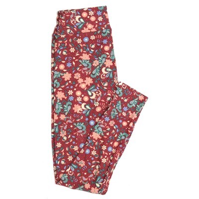 LuLaRoe One Size OS Floral Buttery Soft Womens Leggings fit Adult sizes 2-10  OS-4364-AD-2