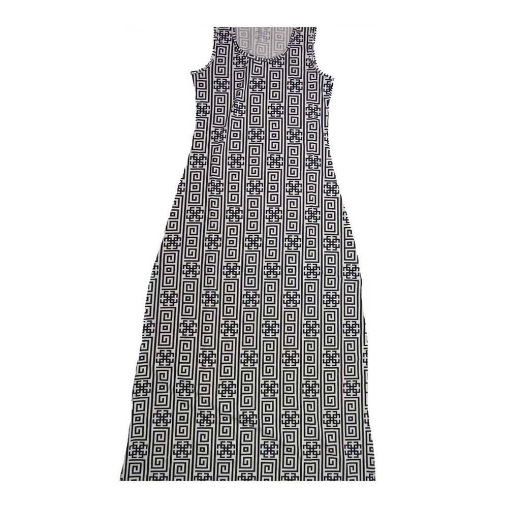 LuLaRoe DANI X-Small XS Black White Geometric Stripe Sleeveless Column Dress fits Womens sizes 2-4