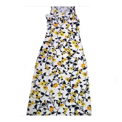 LuLaRoe DANI XX-Large 2XL Blue Yellow White Floral Sleeveless Column Dress fits Womens sizes 18-22