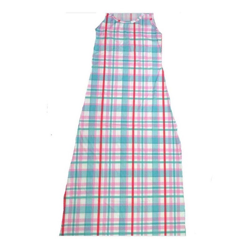 LuLaRoe DANI X-Large XL Blue White Red Plaid Sleeveless Column Dress fits Womens sizes 14-16