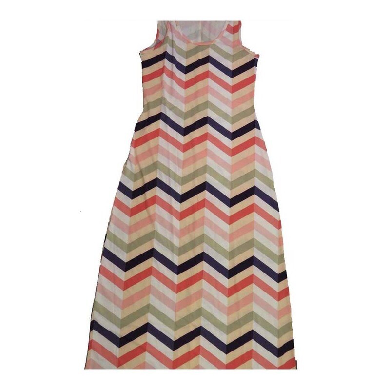 LuLaRoe DANI Small S Zig Zag Herringbone Stripe Sleeveless Column Dress fits Womens sizes 6-8