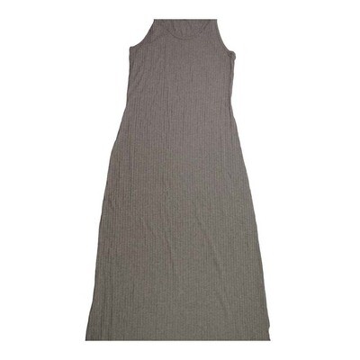 LuLaRoe DANI Medium M Solid Dark Gray Ribbed Fabric Sleeveless Column Dress fits Womens sizes 8-10