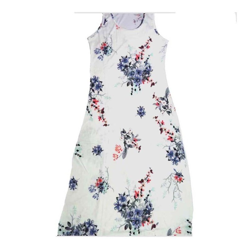 LuLaRoe DANI Medium M Floral Green Blue Lavender Purple Sleeveless Column Dress fits Womens sizes 8-10