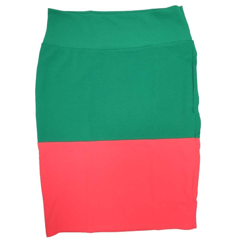 LuLaRoe Cassie Large L Two Tone Green Light Pink Solid Womens Knee Length Pencil Skirt fits sizes 14-16