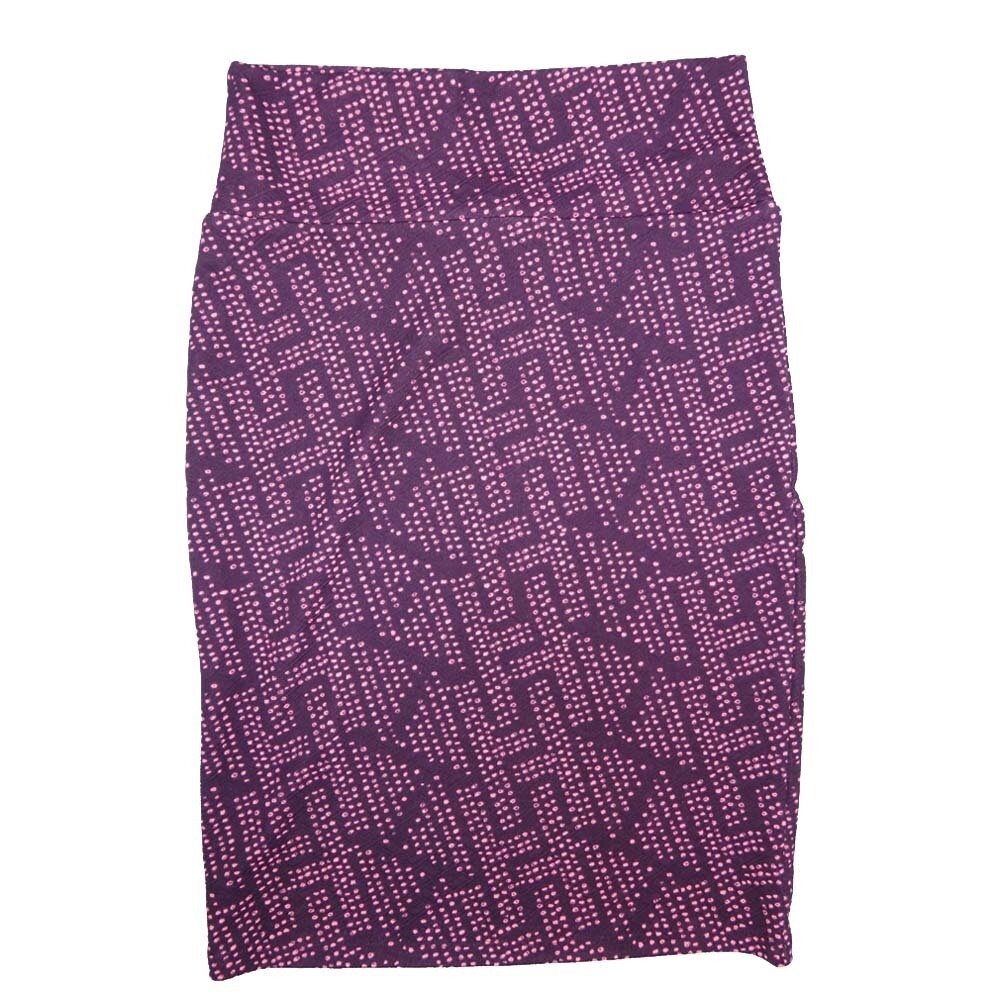 LuLaRoe Cassie Small S Purple Zig Zag Polka White Womens Knee Length Pencil Skirt fits sizes 6-8