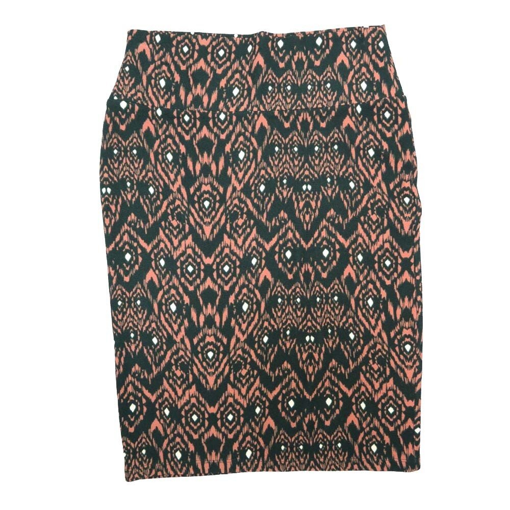 LuLaRoe Cassie Small S Dark Green Pink White Geometric Womens Knee Length Pencil Skirt fits sizes 6-8