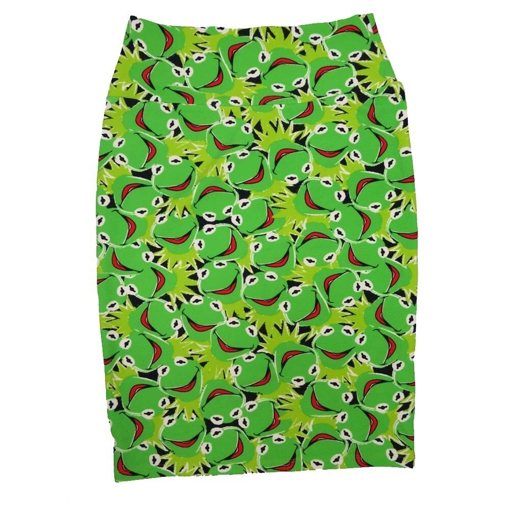 LuLaRoe Cassie Small S Disney Kermit Black Green Womens Knee Length Pencil Skirt fits sizes 6-8
