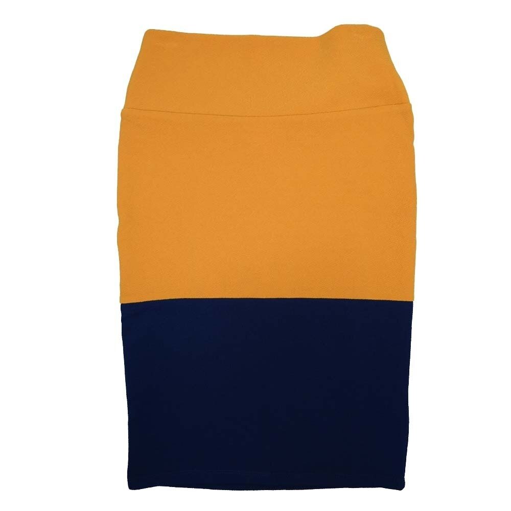 LuLaRoe Cassie X-Small XS Two Tone Solid Navy Gold Womens Knee Length Pencil Skirt fits sizes 2-4