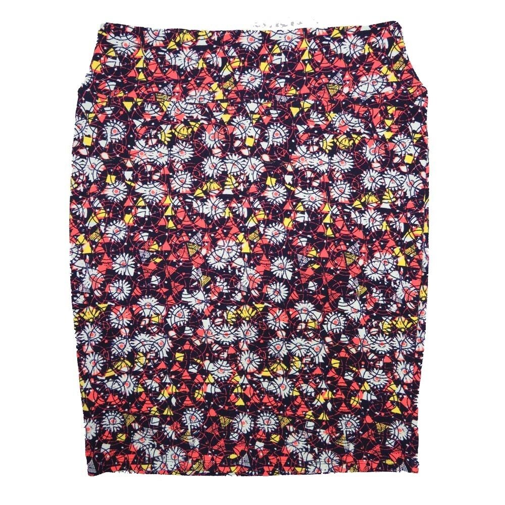 LuLaRoe Cassie XX-Large 2XL Floral Geometric Pink Yellow Lavender Womens Knee Length Pencil Skirt fits sizes 22-24