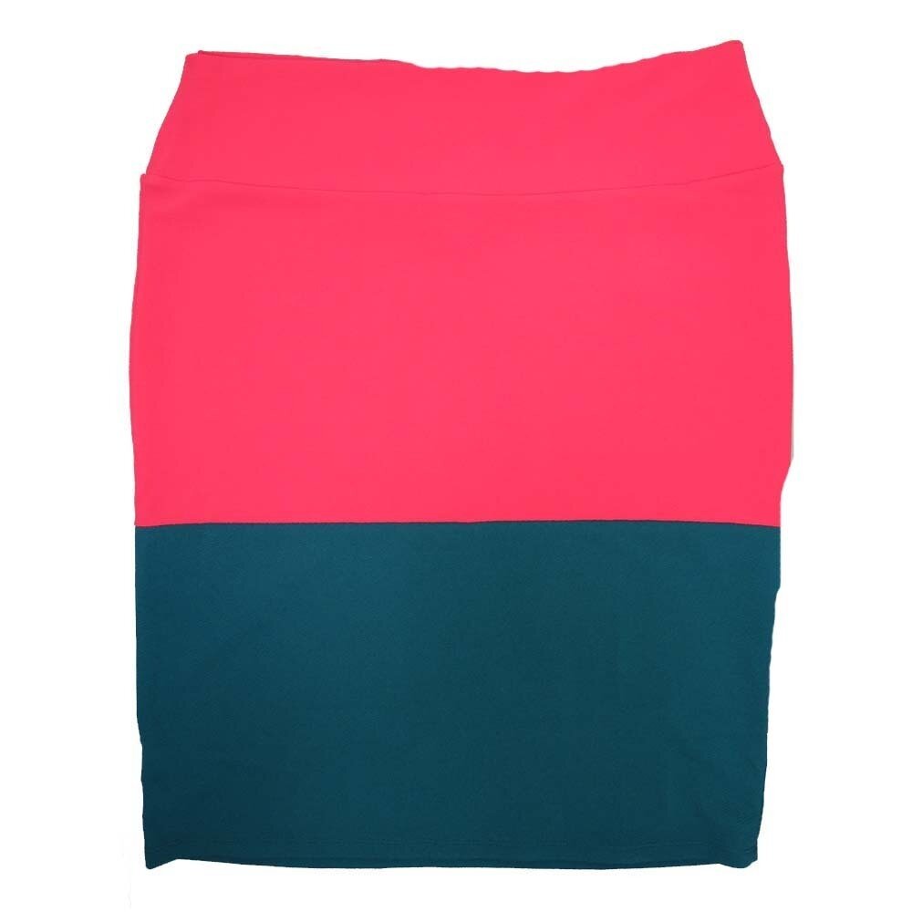 LuLaRoe Cassie XXX-Large 3XL Two Tone Solid Watermelon Dark Blue Womens Knee Length Pencil Skirt fits sizes 24-26