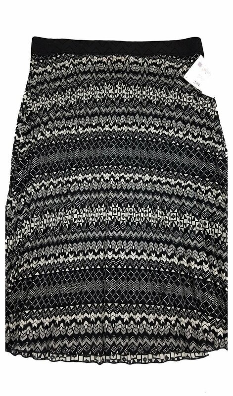 LuLaRoe Jill Black Cream XX-Large 2XL Accordion Women&#39;s Skirt fits sizes Sizes 22-24