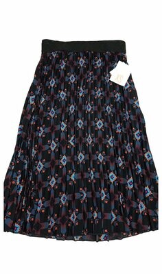 LuLaRoe Jill Black Blue and Coral X-Small XS Accordion Women's Skirt fits sizes Sizes 2-4