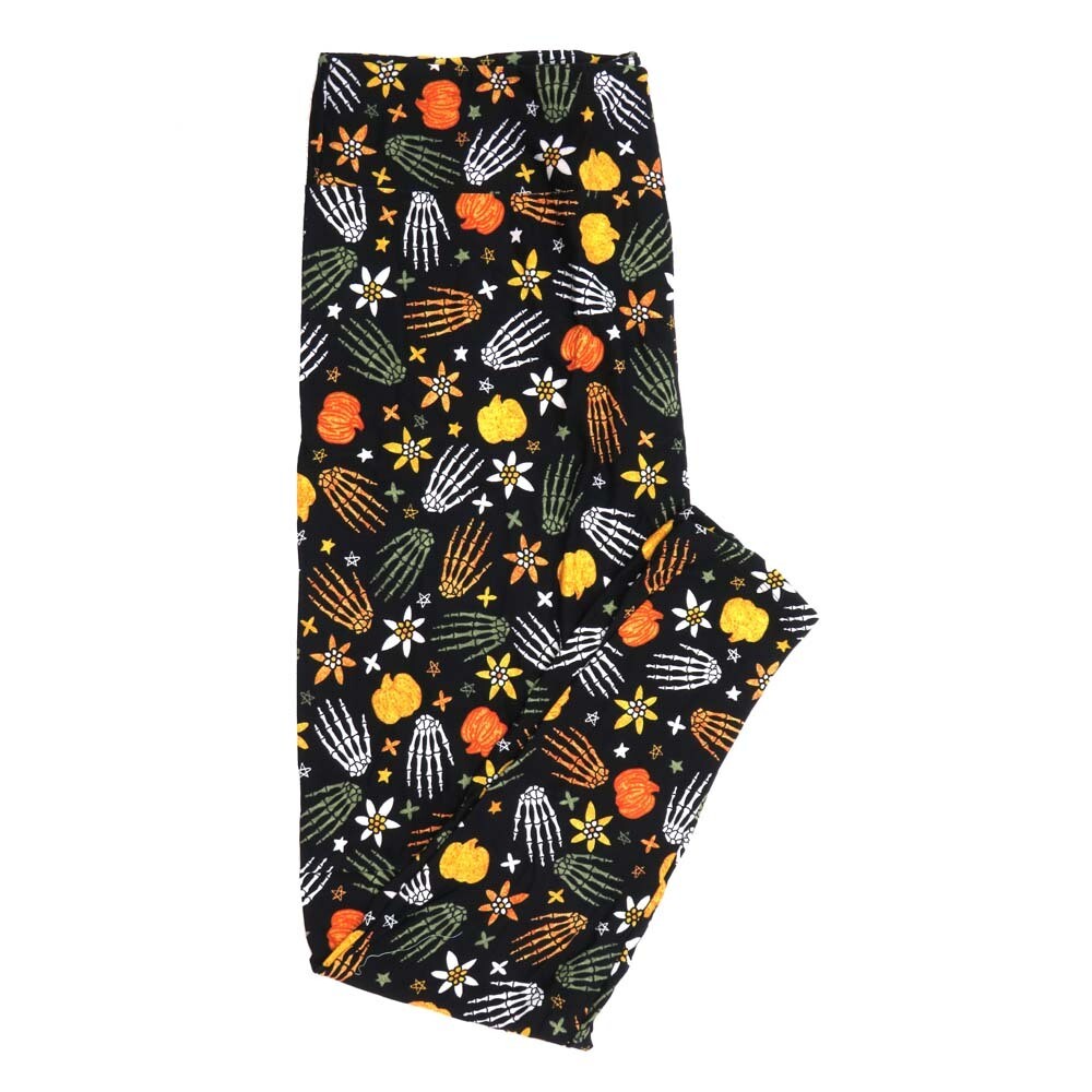 LuLaRoe TCTWO TC2 Halloween Skeleton Hands Pumpkins Stars Polka Dots Black White Yellow Green Floral Buttery Soft Womens Leggings fits Adults sizes 18+ 232340