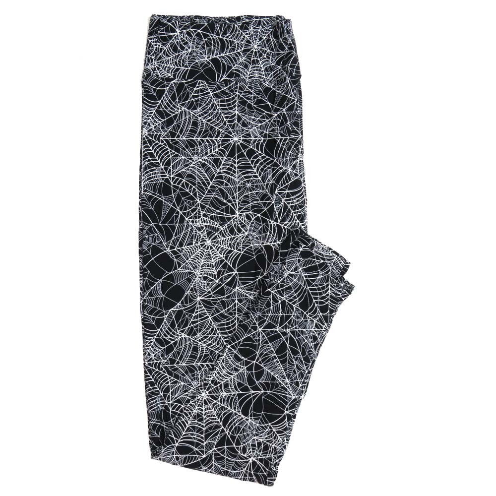 LuLaRoe TCTWO TC2 Spiderwebs Black and White Buttery Soft Womens Leggings fits Adults sizes 18+  074768