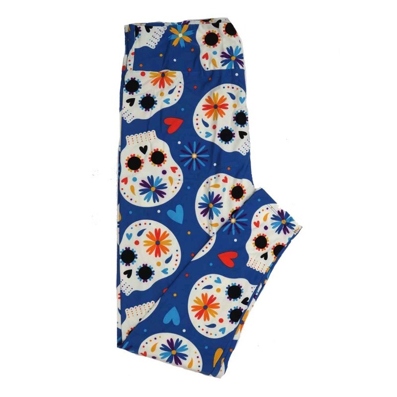 LuLaRoe TCTWO TC2 Halloween Dias de Los Muertos Sugar Skull Hearts Blue Black White Orange Green Multicolor Polka Dot Buttery Soft Womens Leggings fits Adults sizes 18+ 139258 LuLaRoe TCTWO TC2 Halloween Dias de Los Muertos Sugar Skull Hearts Blue Black White Orange Green Multicolor Polka Dot Buttery Soft Womens Leggings fits Adults sizes 18+ 139258