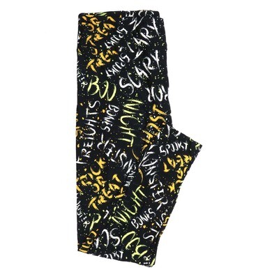 LuLaRoe TCTWO TC2 Halloween BOO Scary Bones Trick OR Treat Spooky Splatter Black White Yellow Green Buttery Soft Womens Leggings fits Adults sizes 18+  294742
