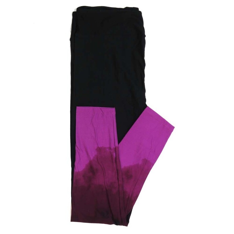 LuLaRoe One Size OS Halloween Solid Black with Hombre Pink Leg Bottoms Womens Buttery Soft Leggings fits Adults 2-10  160954