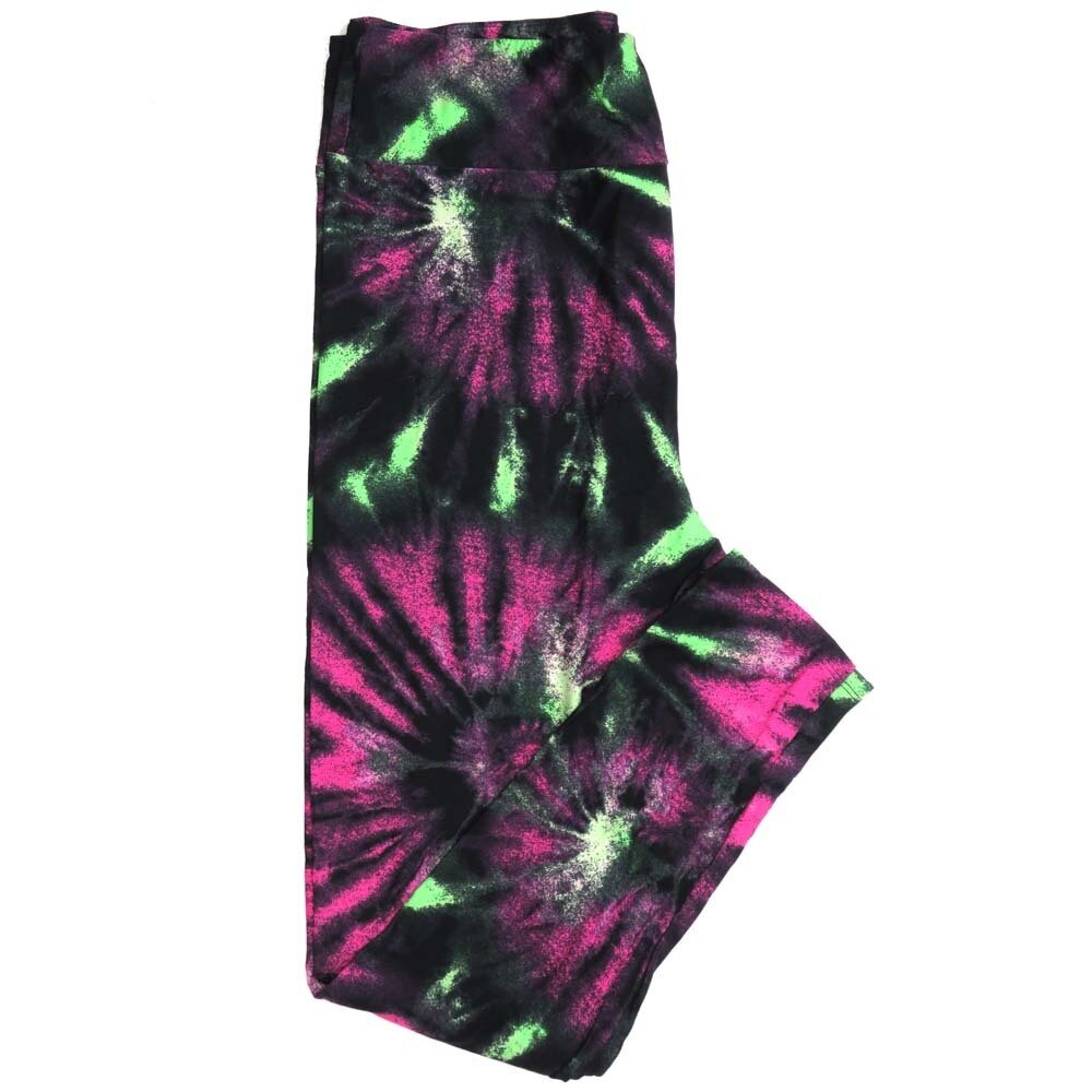 LuLaRoe One Size OS Halloween Tye Dye Black Yellow Fuchsia Womens Buttery Soft Leggings fits Adults 2-10  885489