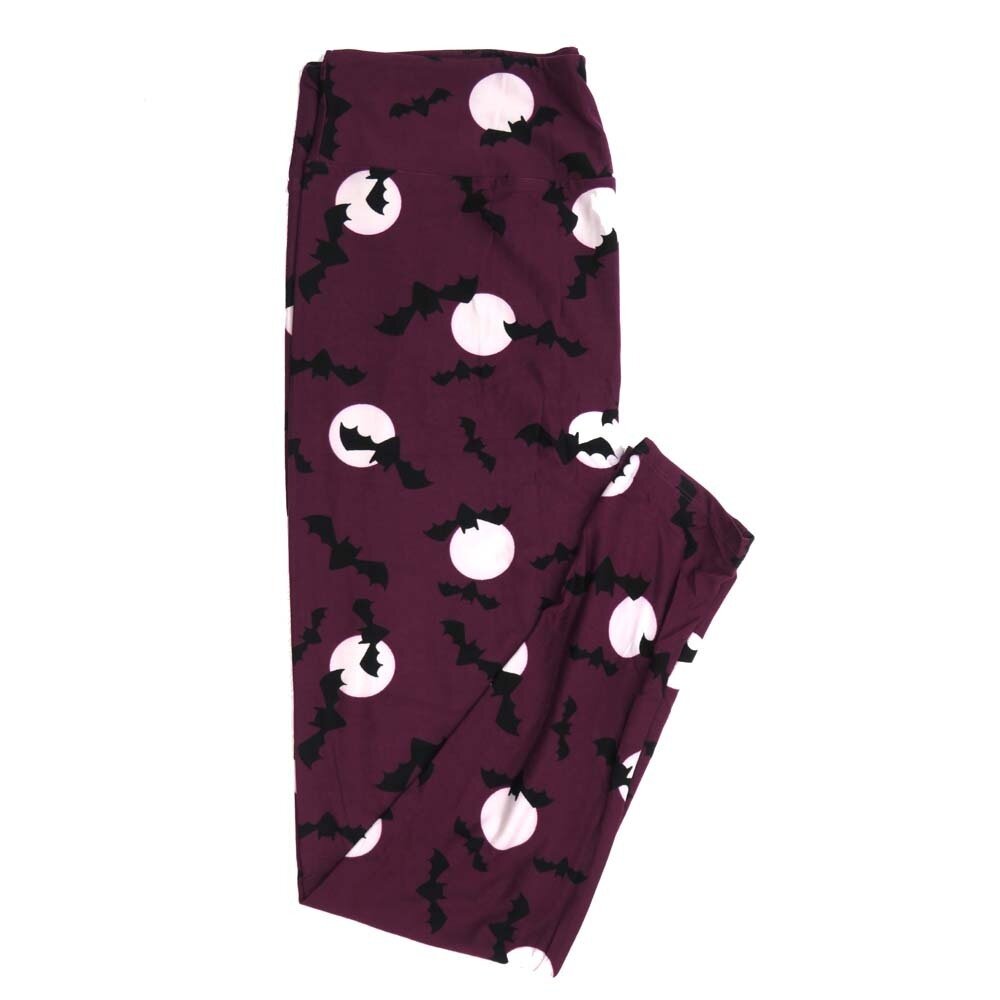 LuLaRoe Kids Large/XL LXL Halloween Full Moon Vampire Bats Gray White Black Womens Buttery Soft Leggings fits Kids sizes 7-14  098562