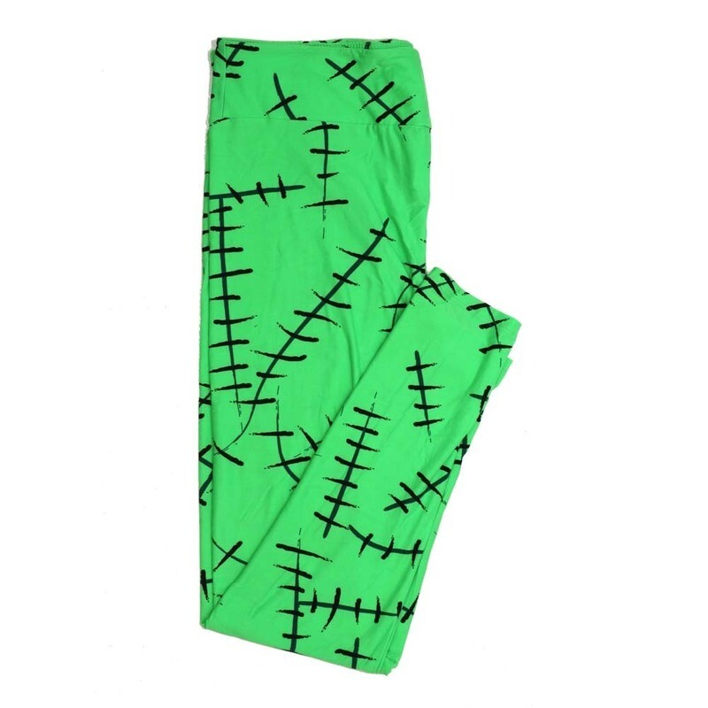 LuLaRoe Kids Large/XL LXL Halloween Scars Stitches Tan Black Womens Buttery Soft Leggings fits Kids sizes 7-14  184758