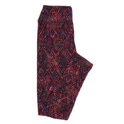 LuLaRoe One Size OS Trippy Red Blue Purple Psychedelic Buttery Soft Leggings - OS fits Adults 2-10