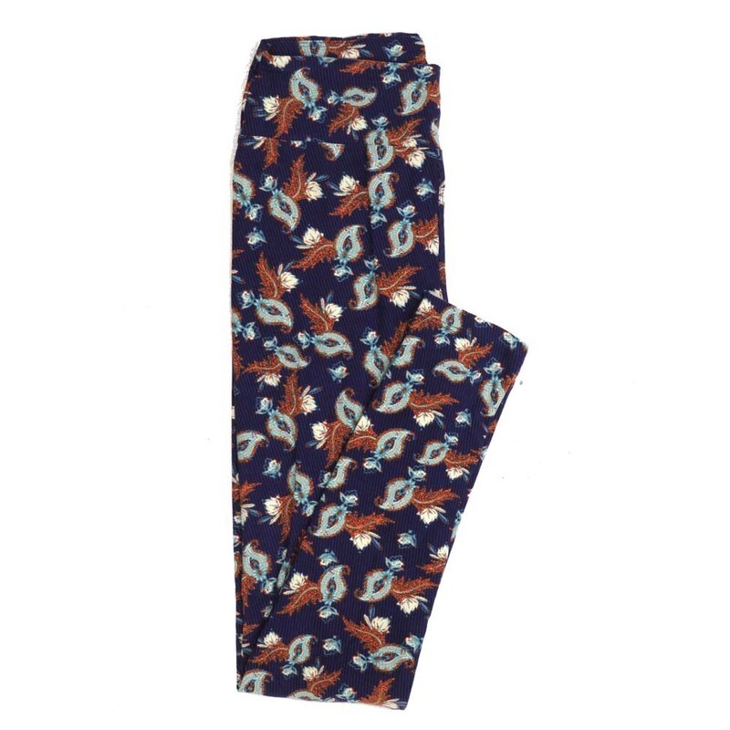 LuLaRoe One Size OS Paisley Floral Leaves Leggings fits Womens sizes 2-10  OS-4389-U
