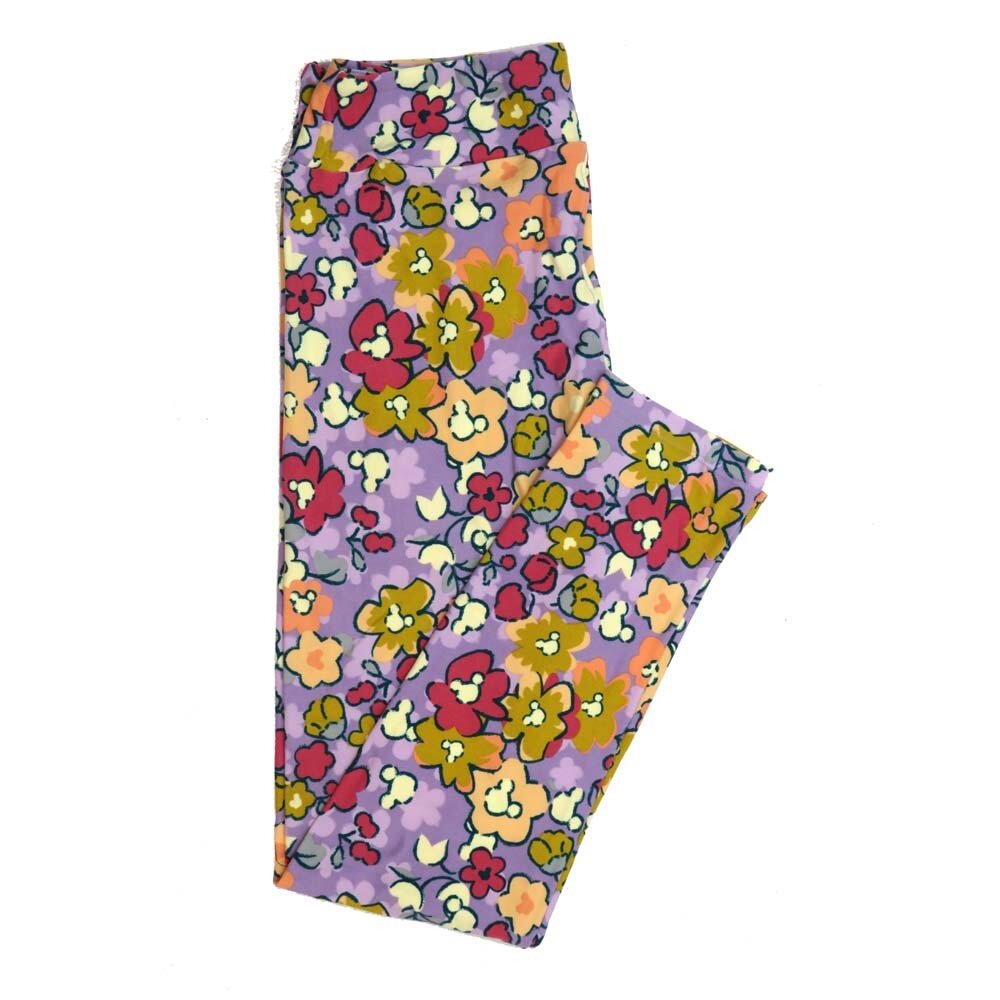 LuLaRoe One Size OS Disney Mickey Mouse Floral Leggings fits Womens sizes 2-10  OS-4390-F