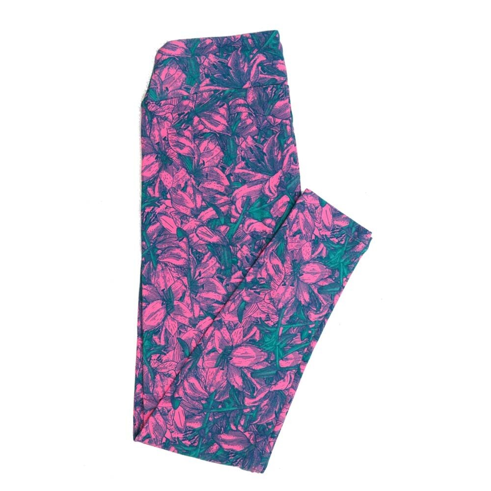 LuLaRoe One Size OS Floral Lilies Leggings fits Womens sizes 2-10  OS-4387-I
