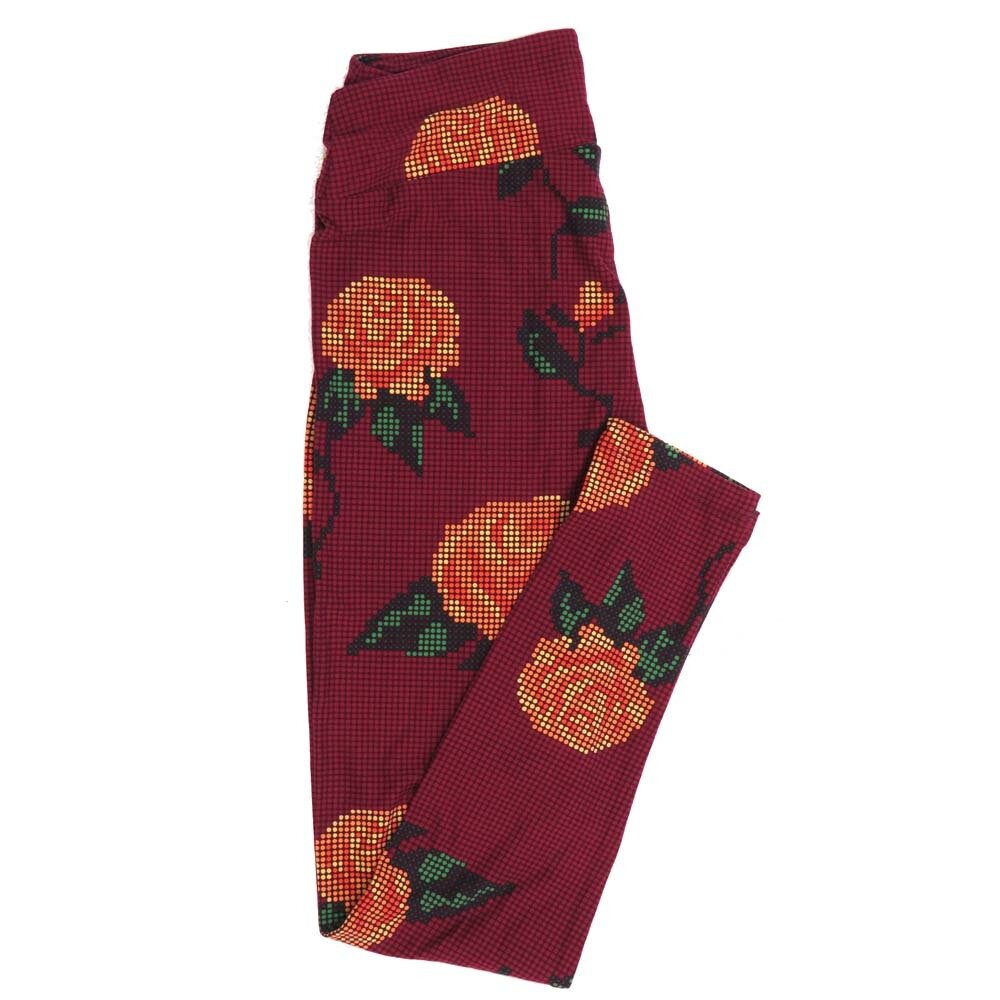 LuLaRoe One Size OS Roses Micro Polka Dot Leggings fits Womens sizes 2-10  OS-4389-W