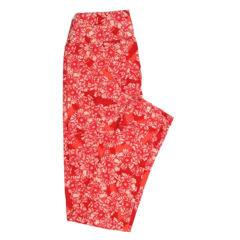 LuLaRoe One Size OS Floral Carnations Leggings fits Womens sizes 2-10  OS-4387-F