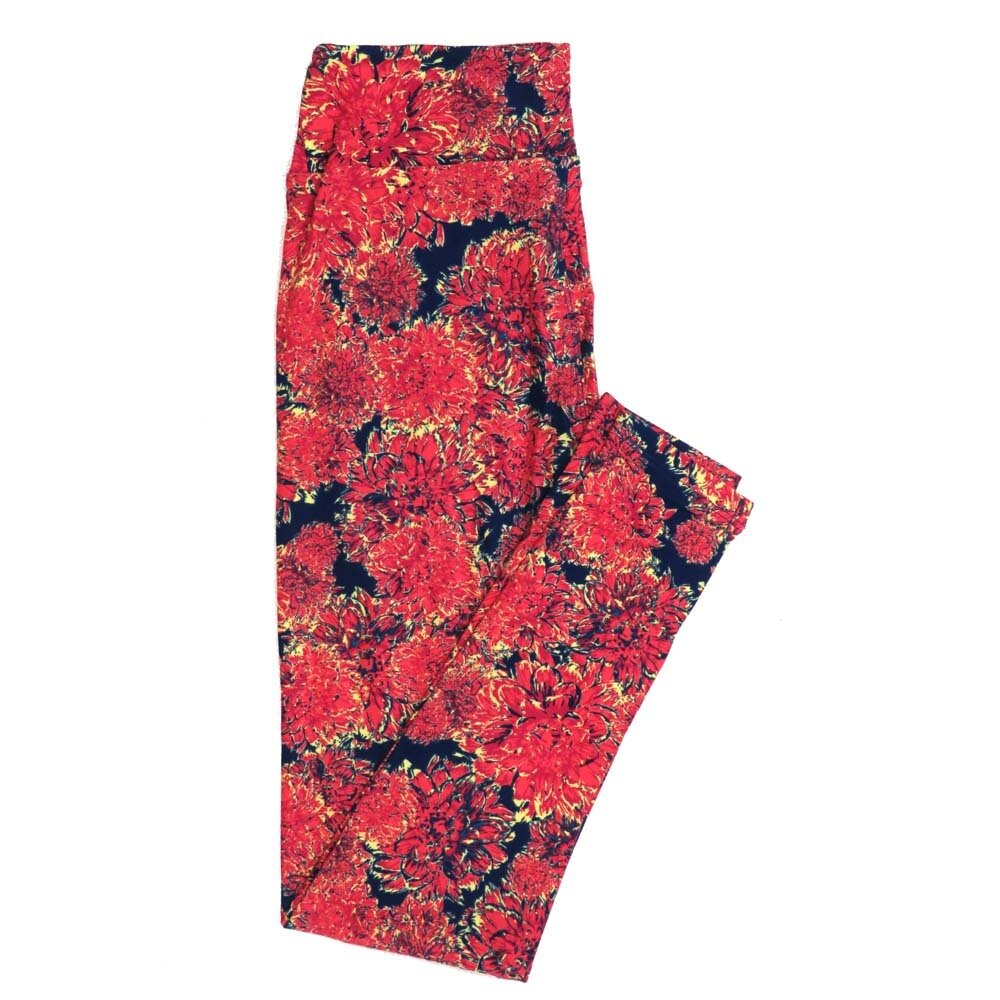 LuLaRoe One Size OS Floral Carnations Leggings fits Womens sizes 2-10  OS-4391-R