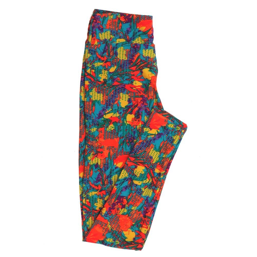 LuLaRoe One Size OS Floral Polka Dot Abstract Leggings fits Womens sizes 2-10  OS-4387-G
