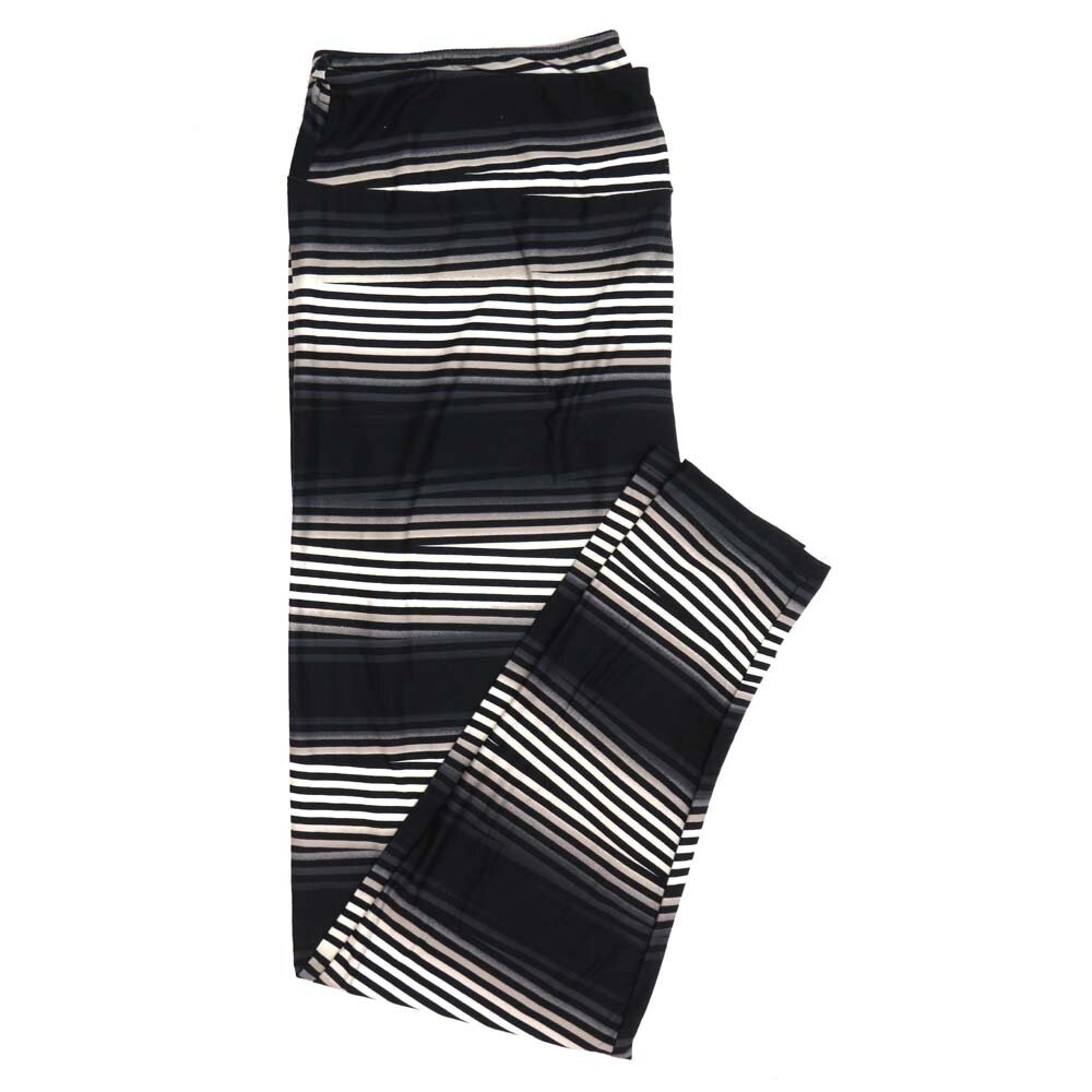 LuLaRoe TCTWO TC2 Black Gray White Gradient Stripe Buttery Soft Womens Leggings fits Adults sizes 18-26  TCTWO-9040-S