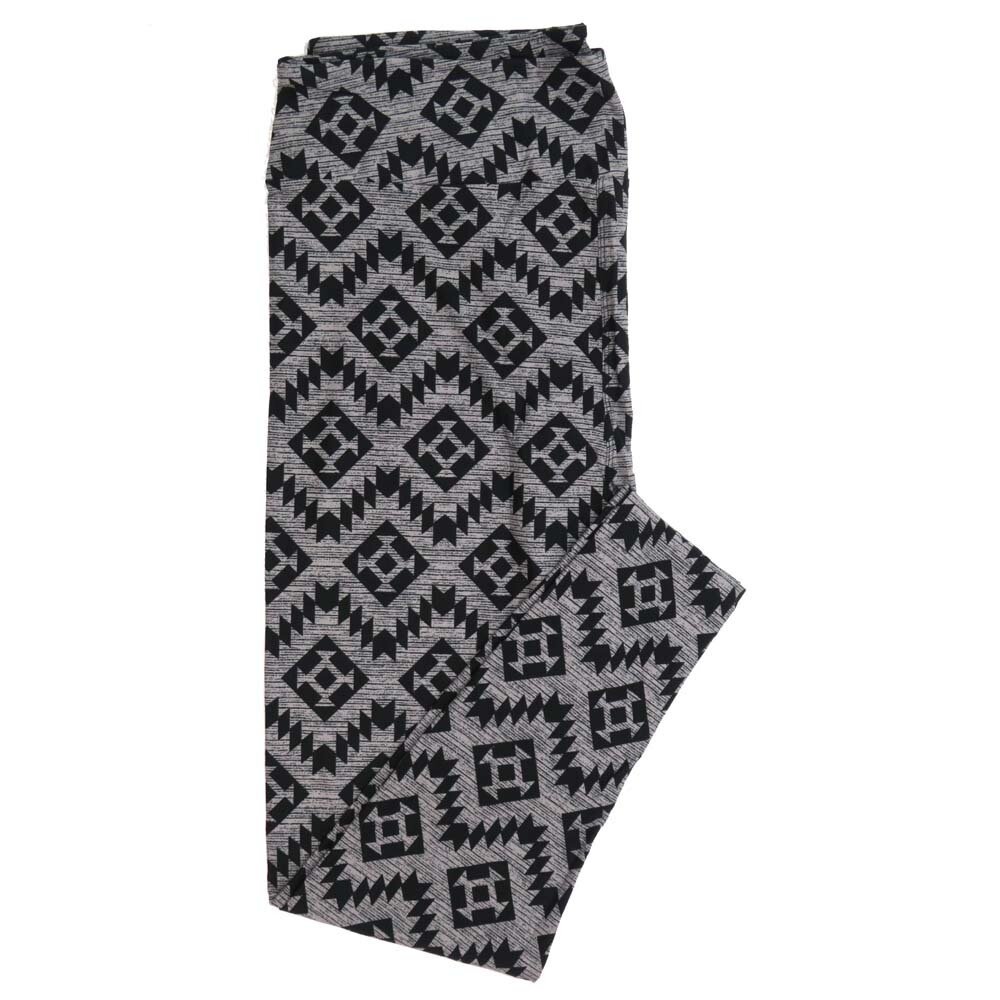 LuLaRoe TCTWO TC2 Black Light Gray Diamond Zig Zag Gods Eye Geometric Heathered Stripe Buttery Soft Womens Leggings fits Adults sizes 18-26  TCTWO-9050-C-15