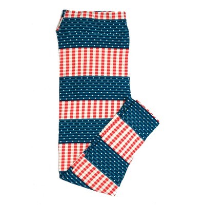 LuLaRoe TCTWO TC2 Americana USA Flag Stars Stripes Red White Blue Leggings fits sizes 18+  TCTWO-9085-M