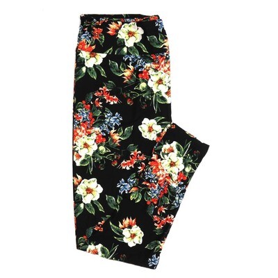 LuLaRoe TCTWO TC2 Floral Black Green Blue White Buttery Soft Womens Leggings fits Adults sizes 18-26  TCTWO-9050-D-16