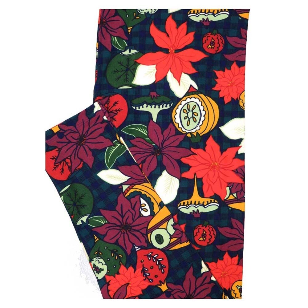 LuLaRoe TCTWO TC2 Christmas Poinsettia Ornaments Holiday Buttery Soft Leggings fits Adult Sizes 18+