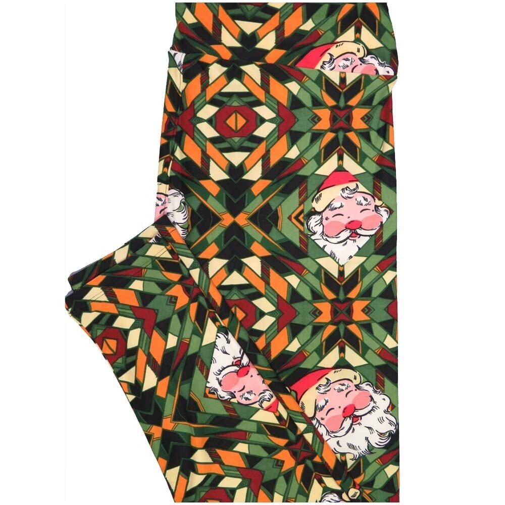 LuLaRoe TCTWO TC2 Christmas Santa Claus Trippy Geometric Buttery Soft Leggings fits Adults 18+