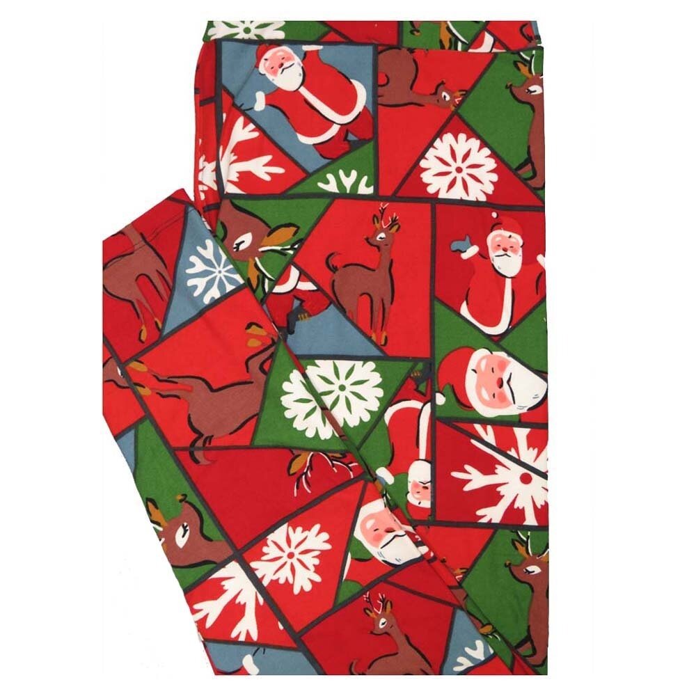 LuLaRoe TCTWO TC2 Christmas Santa Reindeer Geometric Holiday Buttery Soft Leggings fits Adult Sizes 18+