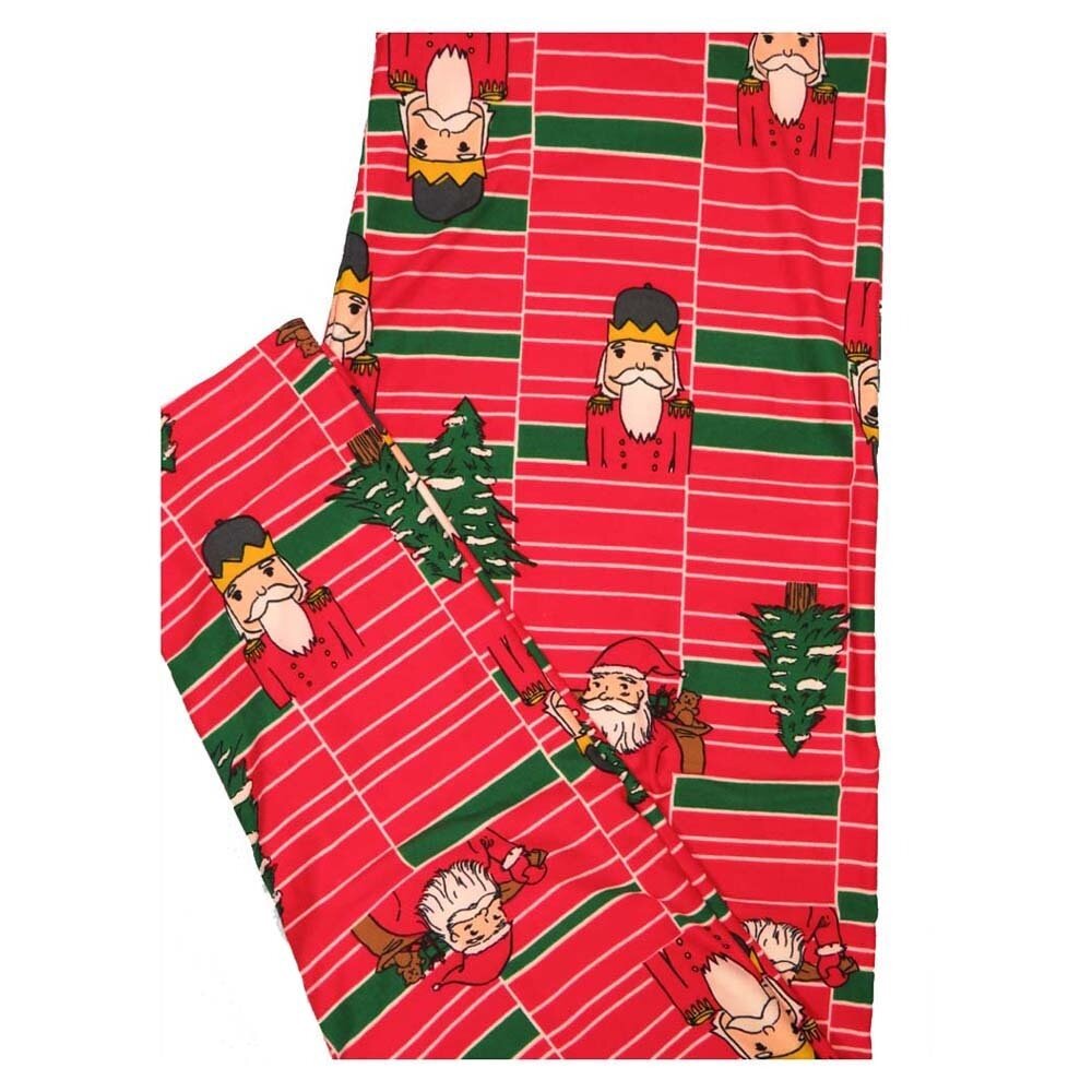 LuLaRoe TCTWO TC2 Christmas Santa Tree Stripe Geometric Holiday Buttery Soft Leggings fits Adult Sizes 18+