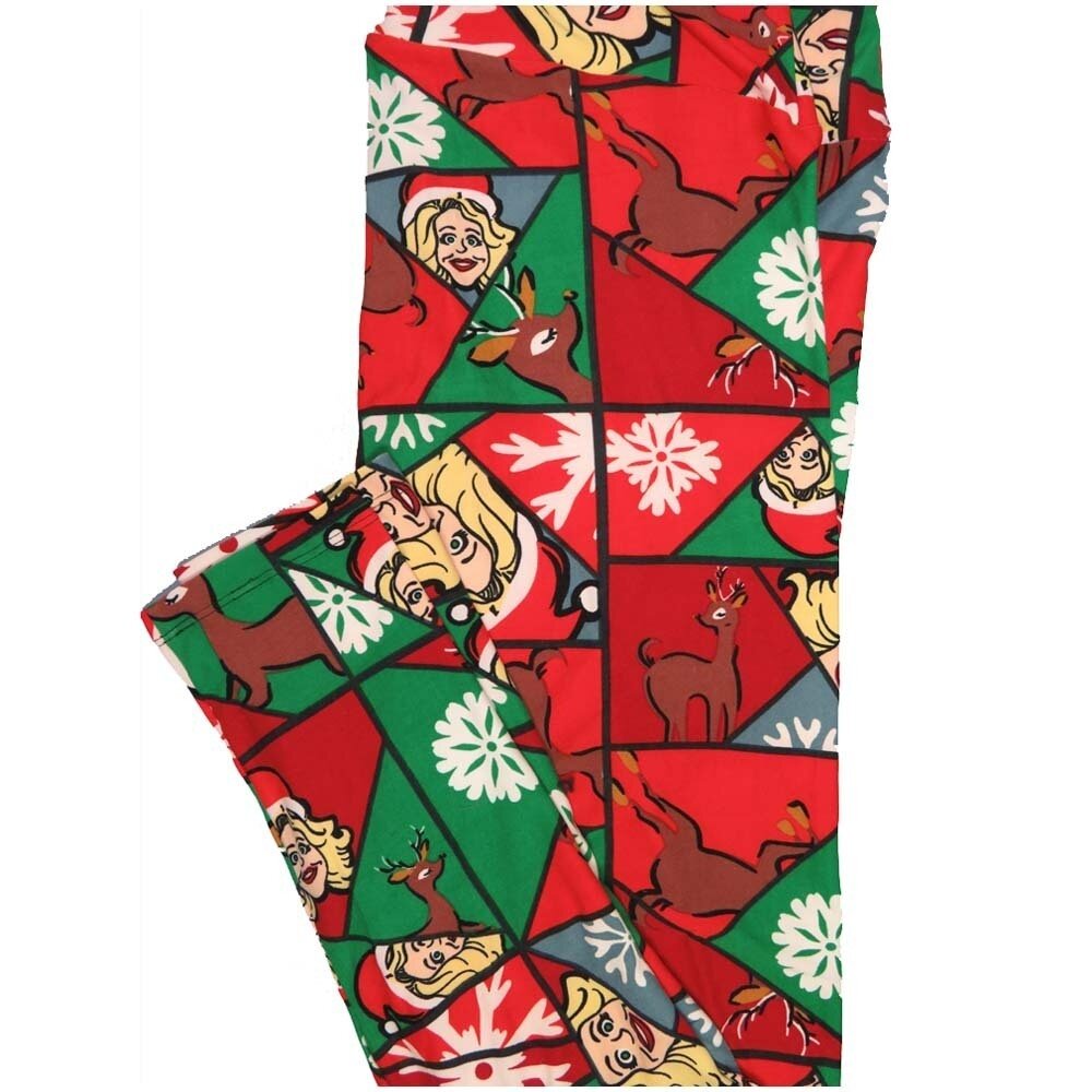 LuLaRoe TCTWO TC2 Christmas Santas Helper Reindeer Geometric Buttery Soft Leggings fits Adults 18+