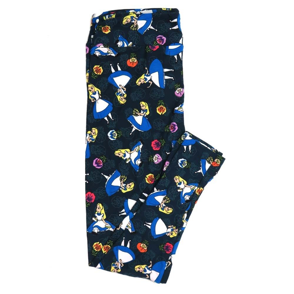 LuLaRoe TCTWO TC2 Disney Alice in Wonderland Flowers Leggings fits sizes 18+  TCTWO-9090-C2