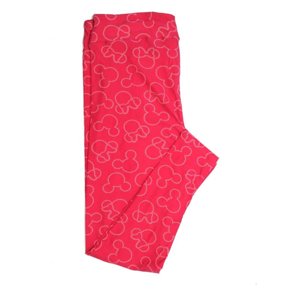 LuLaRoe TCTWO TC2 Disney Mickey and Minnie Mouse Red Pink Polka Dot Outline Leggings fits sizes 18+  TCTWO-9088-B