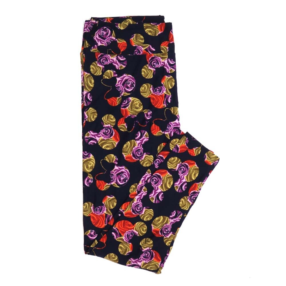 LuLaRoe TCTWO TC2 Disney Mickey and Minnie Mouse Roses Black Red Blue Leggings fits sizes 18+  TCTWO-9087-K