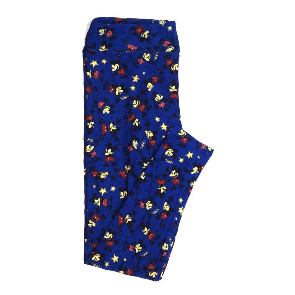 LuLaRoe TCTWO TC2 Disney Mickey Mouse fighting Smiling Seeing Stars Blacl Blue Leggings fits sizes 18+  TCTWO-9088-R