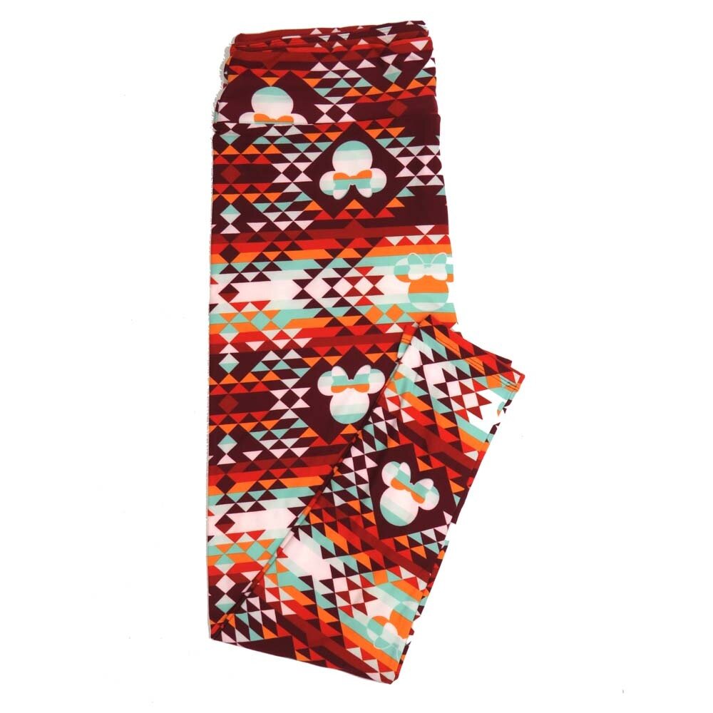 LuLaRoe TCTWO TC2 Disney Minnie Mouse Red White Triangle Trippy Stripe Leggings fits sizes 18+  TCTWO-9087-F2